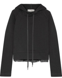 Sea Cotton Jersey And Fil Coup Chiffon Hooded Top Black