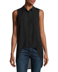 philosophy Layered Front High Low Sleeveless Blouse Black