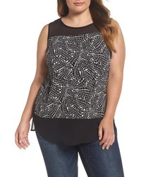 Vince Camuto Plus Size Modern Mosaic Mixed Media Top
