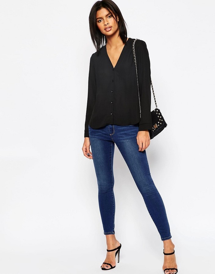 Asos V Neck Blouse, $8 | Asos | Lookastic