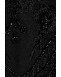 Needle & Thread Cropped Embellished Chiffon Top Black
