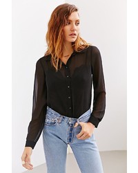 Urban Outfitters Cooperative Chiffon Faux Bustier Button Down Shirt
