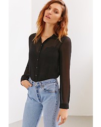 Urban Outfitters Cooperative Chiffon Faux Bustier Button Down Shirt