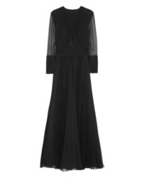 Givenchy Cutout Pliss Silk Chiffon Gown