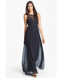 Aidan Mattox Embellished Lace Silk Chiffon Gown