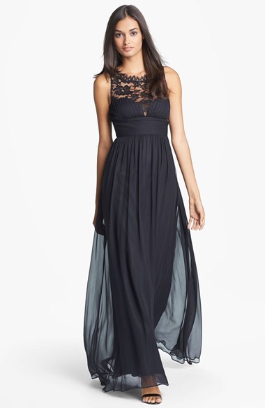 Aidan Mattox Embellished Lace Silk Chiffon Gown 395