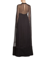 Valentino Floor Length Silk Gown With Chiffon Cape