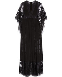 Elie Saab Lace Paneled Chiffon Gown Black