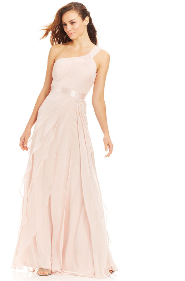 Adrianna Papell One Shoulder Tiered Chiffon Gown 199 Macy s