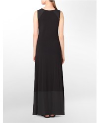 Calvin Klein Chiffon Detail Sleeveless Maxi Dress