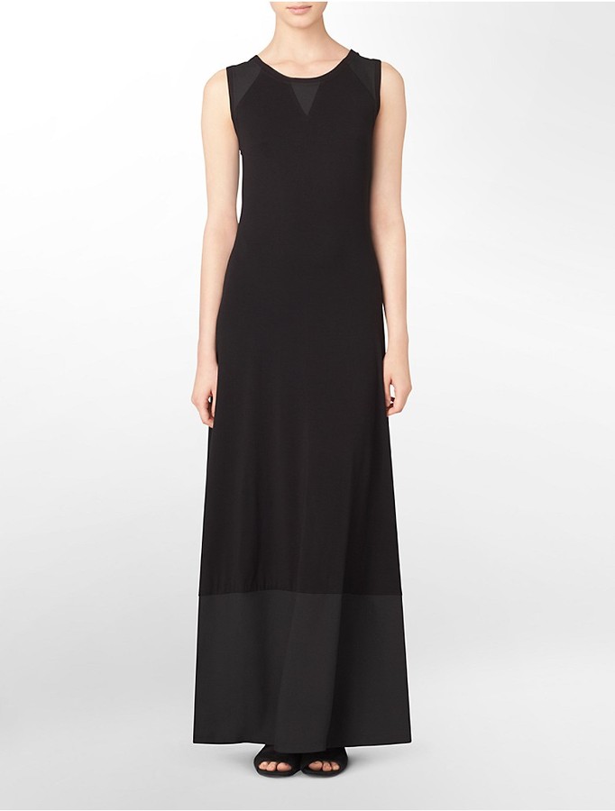Calvin Klein Chiffon Detail Sleeveless Maxi Dress, $129 | Calvin Klein |  Lookastic