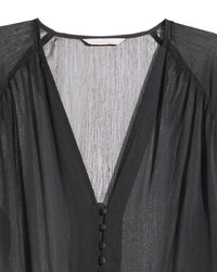 H&M Chiffon Maxi Dress Black Ladies