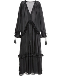 H&M Chiffon Maxi Dress Black Ladies