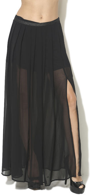 chiffon maxi skirt with slits