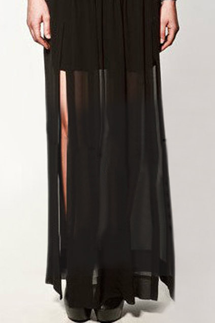 chiffon maxi skirt black