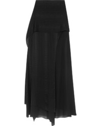 Michelle Mason Layered Satin Trimmed Silk Chiffon Maxi Skirt