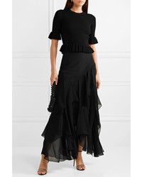 Michael Kors Collection Tiered Silk And Tte Maxi Skirt
