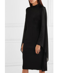 Tom Ford Cape Effect Satin Jersey And Chiffon Dress