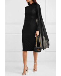 Tom Ford Cape Effect Satin Jersey And Chiffon Dress