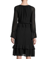 Ramy Brook Waverly Long Sleeve Chiffon Midi Dress Black