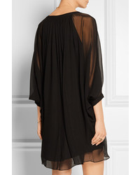 Diane von Furstenberg Fleurette Silk Chiffon Mini Dress Black