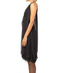 Max Studio Silk Mesh Chiffon Feathered Dress