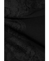 Dolce & Gabbana Lace Paneled Silk Blend Chiffon Skirt Black