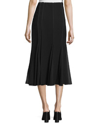 Donna Karan Pieced A Line Midi Skirt Black