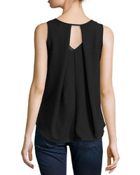 Casual Couture Sleeveless Chiffon Blouse W Pleated Back Black