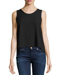 Casual Couture Sleeveless Chiffon Blouse W Pleated Back Black