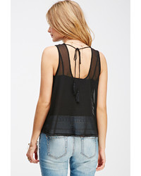Forever 21 Contemporary Tonal Embroidered Chiffon Top