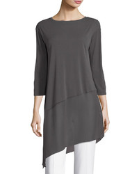 Eileen Fisher Bateau Neck 34 Sleeve Stretch Jersey Tunic Top Plus Size