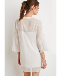Forever 21 Embroidered Chiffon Peasant Tunic