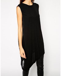 Asos Tunic In Crepe With Sheer Chiffon Back