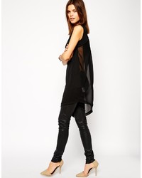 Asos Tunic In Crepe With Sheer Chiffon Back