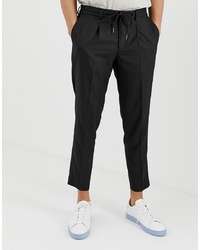 Selected Homme Ankle Length Smart Trouser With Drawstring Waist Black