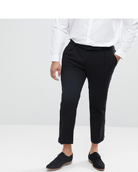 ASOS DESIGN Asos Plus Skinny Crop Smart Trousers In Black Waffle Texture With Silver Zips