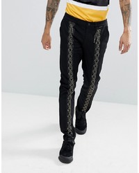 ASOS DESIGN Asos Slim Trousers With Lace Up Detail In Black