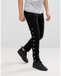 ASOS DESIGN Asos Slim Trousers With Side Popper In Black