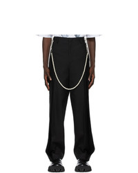 We11done Black Baggy Pearl Chain Trousers