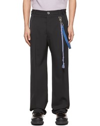 Song For The Mute Black Blue Loose Pleated Lanyard Trousers