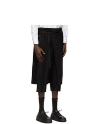 Yohji Yamamoto Black Cotton Wrap Trousers