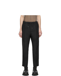 Oamc Black Cropped Drawcord Trousers