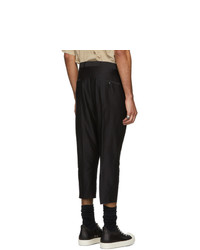 Rick Owens Black Cropped Silk Astaires Trousers