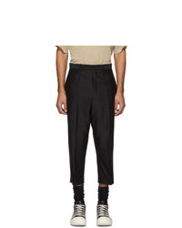 Rick Owens Black Cropped Silk Astaires Trousers