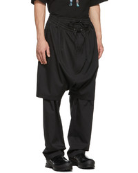 JERIH Black Double Layered Trousers