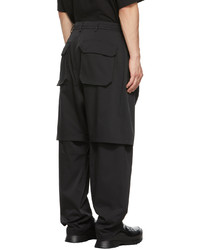 JERIH Black Double Layered Trousers