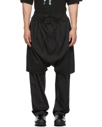 JERIH Black Double Layered Trousers