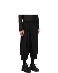 Yohji Yamamoto Black Embroidered Wrap Trousers