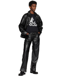 Soulland Black Finn Faux Leather Trousers